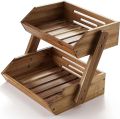Fruit Basket, 2 Tier Wooden Fruit Basket for Kitchen, Fruit Stand Storage Holder, Fruit Bowl for Fruit, Vegetables and Snack Home Kitchen Countertop Organizer (Self-assembly. 