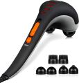 Cordless Handheld Back Massager with Heat, Deep Tissue Percussion Massager, 3 Sets of Dual Pivoting Heads,Rechargeable Hand Held Massager for Neck,Back Shoulder,Calf,Legs. 