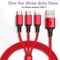 3 in 1 Multi USB Charging Data Cable for Car, Office, Traveling and Home - 1.2 Meter Long, 2.1 A Output, Charges 3 Phone at Same time. 