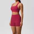 2PCS Sportswear With Pocketed Yoga Set Gym Clothes Yoga Suits For Women Tracksuits Sports Shorts Crossover Bra Gym Leggings.