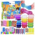 Mumfactory Pack of 12 slime 6 Glitters and orbeez balls and water balloons and 2 clay mitti / sticks. 