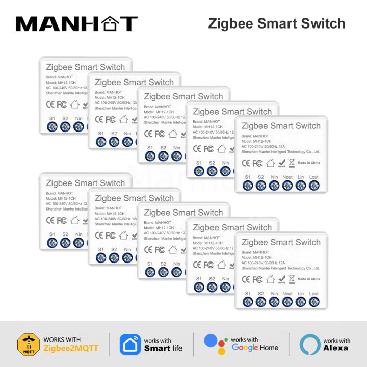 Zigbee2MQTT Zigbee3.0 Mini Light Smart DIY Switch 2Way 16A Module Control Smart Relay Automation Breaker Works With Home