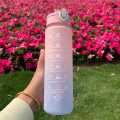 1pc Gradient Frosted Water Bottle With Handle Outdoor Portable Straw Cup. 