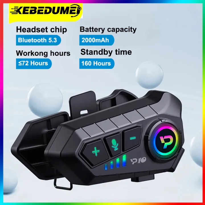 Kebidumei Motorcycle Helmet Headset Handsfree Call 2000mAh Stereo Anti-Interference Waterproof Music Player Wireless Earphone