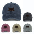 Cute cat print adjustable baseball cap for men and women, casual wear for outdoor travel, sun shading duckbill cap.