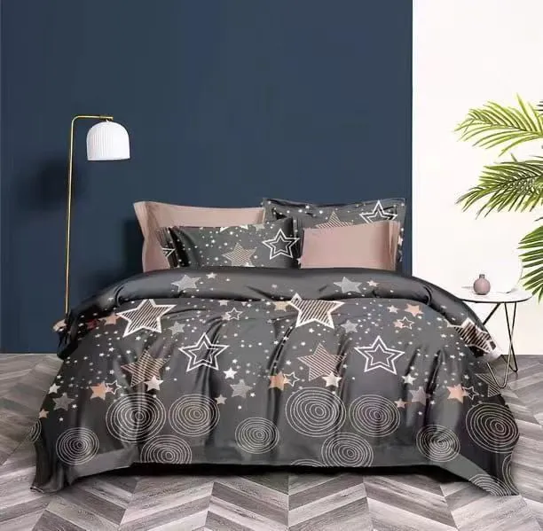 Chocolate print bed sheet white with 2 pillow cases