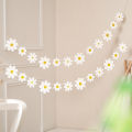 Daisy Happy Birthday Party Decoration Banner with White Daisy Flower Birthday Garland Flag Decoration kids adult Scene Bunting.