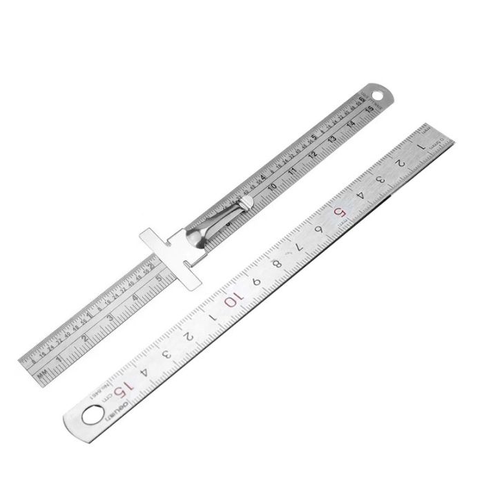 2 PCS Pen Clamp Ruler 15cm Stainless Steel Metric English Integrated Scale Sliding Ruler 6-Inch Disassembly Clamp Steel Ruler