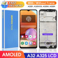 AMOLED Screen for Samsung Galaxy A32 A325 A325F A325M Lcd Display Digital Touch Screen with Frame Replacement with Fingerprint. 