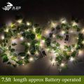 Artificial Bail with LED Fairy Lights Battery Operated - Artificial Money plant leaves Garland with LED Lights for Room Decoration 7.5 Ft. 