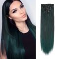 Euro-american Style Fashion Hair Color Hairpin Wig Piece A Set of Seven Pieces Includes 7 Different Sizes 20 Inch Net Weight 115. 