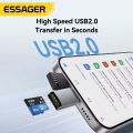 Essager 2 in 1 Card Reader Type C & USB2.0 to Micro SD/TF Memory Card Device High Speed Cardreader for Phone Laptop Accessories. 
