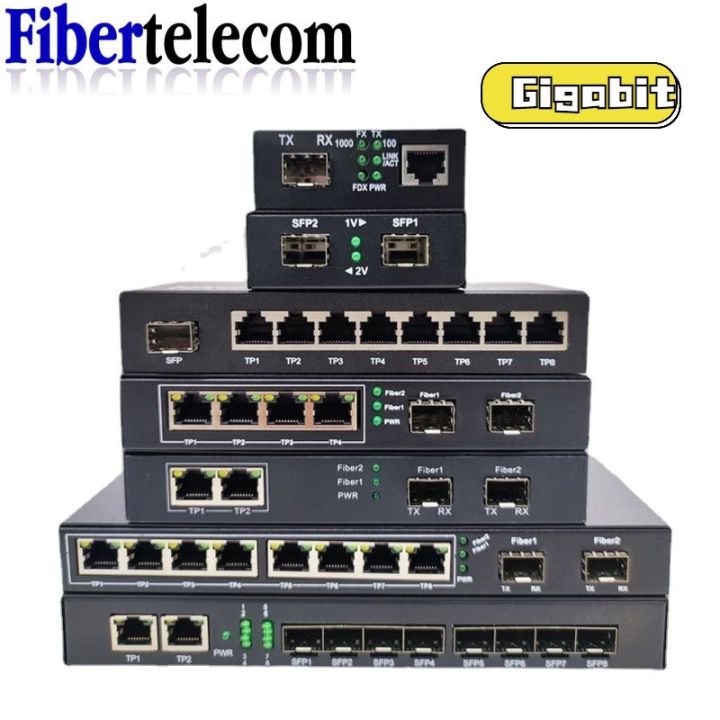 Gigabit SFP Media Converter SFP to 1/2/4/8 RJ45, 100/1000M Fast ...