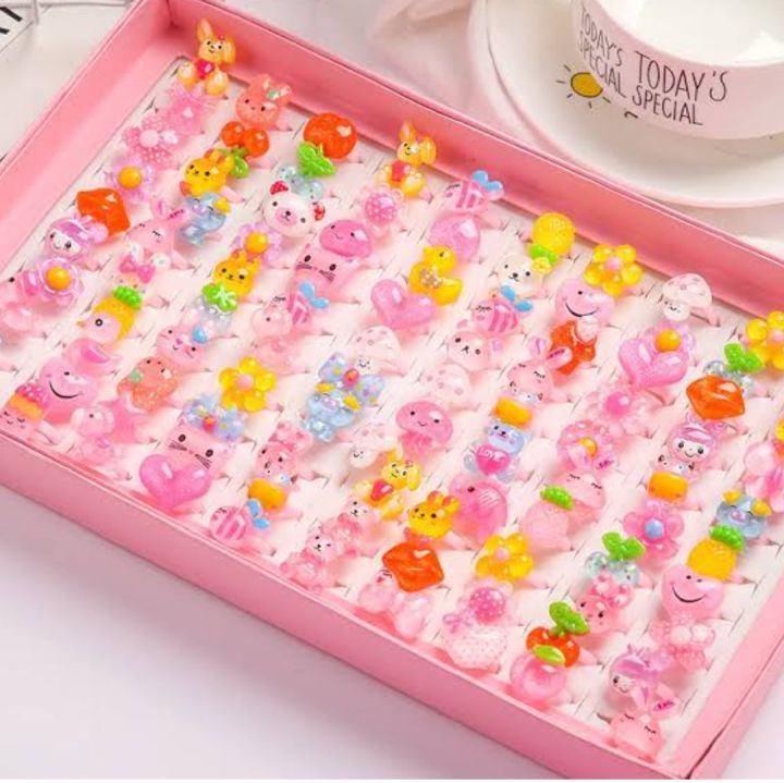 Baby Girls & Mixed styles Cartoon Animal vegetables and fruit Lovely Candy Color Plastic Rings