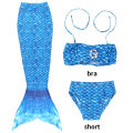 Girl Mermaid Fish Tail Swimsuit Three Piece Set Mermaid Themed Swimsuit Party Outfit, Suitable for Beach and Pool Parties. 