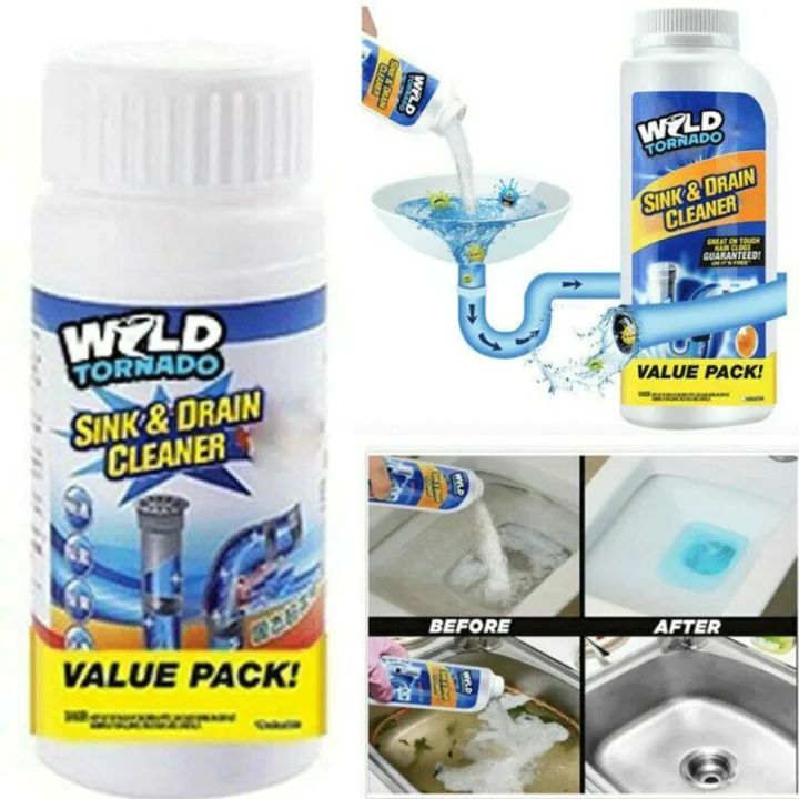 Sink and drain cleaner / sink cleaning powder for bathroom drainage block clearing.