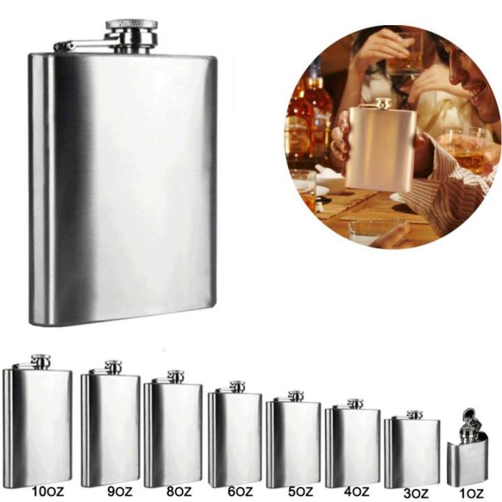 1-10oz Stainless Steel Hip Flask Wine Whisky Pot Bottle For Men Portable Drinker Alcohol Container Pocket Wine Bottle Screw Cap