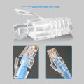 RJ45 Cat6 Pass Through Connectors and Strain Relief Boots, easy to Crimp Modular Plug for Solid or Stranded Network Cable. 