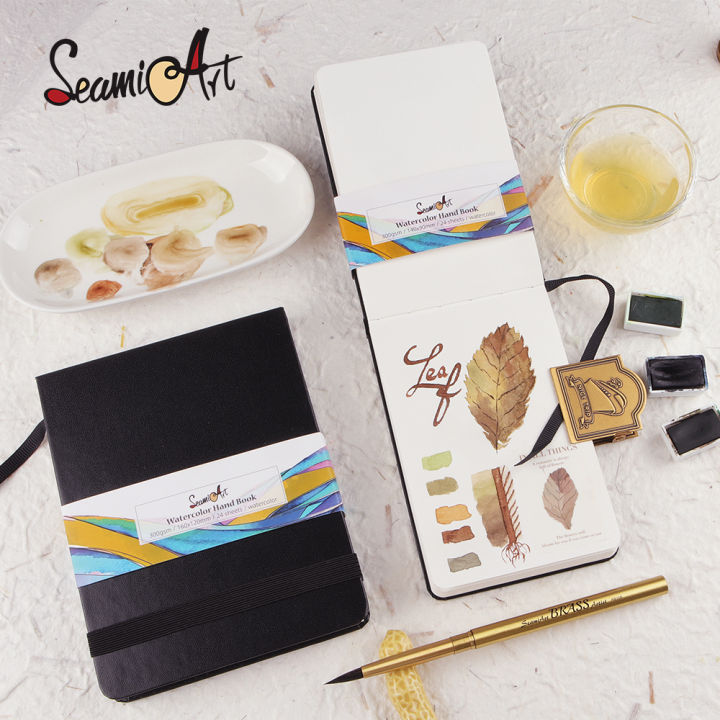 SeamiArt A4/A5 Drawing Notebook Sketchbook Handbook 300gsm paper 24sheets for Watercolor Acrylic Marker Pen Oil Paint Gouache