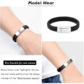 Cremation Jewelry Leather Bracelet Bangle Wristbands for Men Women Stainless Steel Magnetic Braided Cuff Jewelry Keepsake.