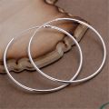 Round Circle 50/60mm Hoop Earrings Silver Color For Woman Wedding Engagement Party Fashion Charm Jewelry .