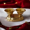 Brass Chandon Kori Double Head | Traditional Nepali Puja Accessory for Tilak & Ritual Use | H:4cm, L:8.5cm, W:170g. 