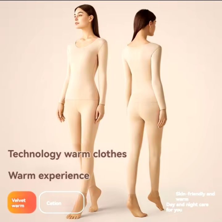 Thermal%20Underwear%20Set%20for%20Women%20Fleece%20Lined%20Base%20Layer%20Tops%20Bottoms%20Free-cutting%20Seamless%20Crew%20Neck%20Long%20Sleeved%20Long%20Johns%20-%20Image%202