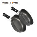 WESTTUNE Camping Frying Pan Aluminum Camping Picnic Plate Dish Portable Outdoor Cookware with Foldable Handle Hiking Cookware.