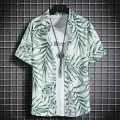 Hawaiian beach shirts Men's short-sleeved casual shirts Seaside vacation quick-drying clothes Loose floral tops. 