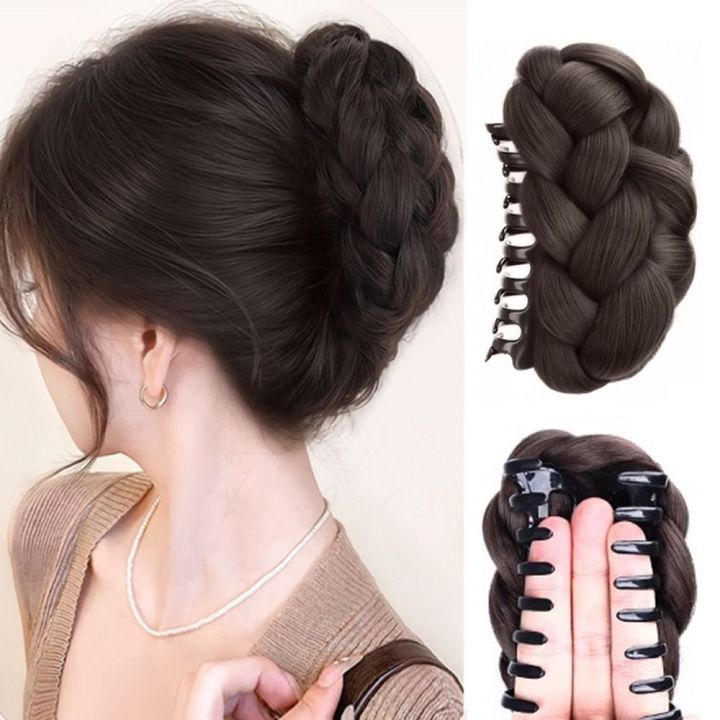 New%20Synthetic%20Hair%20Bun%20Claw%20Clip%20Natural%20Fluffy%20Wig%20Hair%20Clip%20Black%20Brown%20Bun%20Head%20Wig%20Women%20-%20Image%202