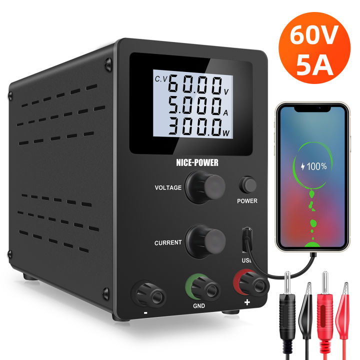 Nice-power LCD 60V 5A Switching Lab DC Adjustable Power Supply ...