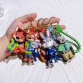 Zootopia Keychain Set Judy& Nick Wilde PVC Figure Keychain, Disney Movie Character Key Ring, Animal Cartoon Bag Charm . 