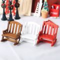 Dollhouse 1:12 European style retro wooden rocking chair mini Christmas decoration set accessories. 