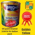 budget and pocket Friendly, Bright Plus Hi Gloss synthetic Enamel, 3.64 litre Gallon, Oil Paint, available in different colors with free shipping nation wide for limited time only. 