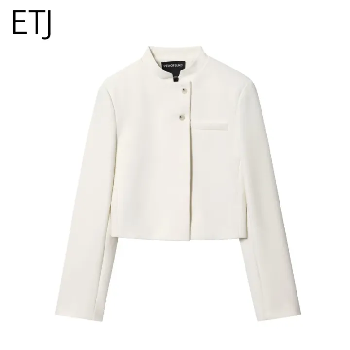 ETJ%202025%20autumn%20winter%20new%20professional%20women's%20simple%20fashion%20white%20short%20commuting%20zhongshan%20collar%20suit%20jacket%20-%20Image%203