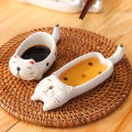 Cartoon Cat / Rabbit Sauce Dishes Ceramic Pot Sauce Dipping Dishes Kitchen Knife And Fork Holder Table Decoration.