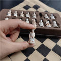 Imitation ancient chess trumpet resin chess pieces leather chessboard 28*28cm(11inch) Qing Bing chess figure modeling puzzle. 