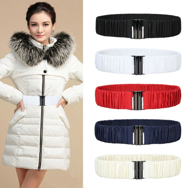 Retro%20Fashion%20Down%20Coat%20Waist%20Belt%205cm%20Wide%20Casual%20Pleated%20Stretch%20Waistband%20Buckle%20Solid%20Color%20Elastic%20Down%20Jacket%20Waistband%20-%20Image%202
