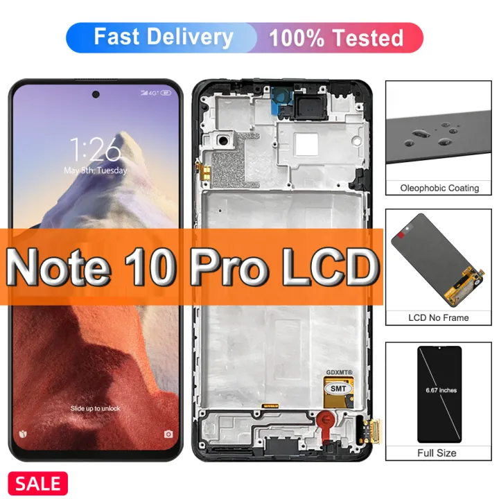 6.67" AMOLED TFT for Xiaomi Redmi Note 10 Pro LCD Display Touch Screen For Redmi Note10 Pro M2101K6G LCD Display Replace +Frame