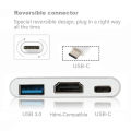 3-in-1 USB C Hub with 100W Power Delivery USB 3.0 4K HDMI-compatible for MacBook Surface Chrome Steam Deck Stable Smart Adapter. 