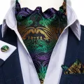 Dibangu Luxury Men's Ascot Pocket Square Cufflinks Set for Gentleman British Paisley Necktie Business Party Wedding Accessory. 