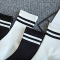 Women White Striped Socks New Trend Ins Korean Couple Crew Socks Cotton Casual Autumn Boys Girls Black Running Socks Fashion Skateboard Plain Female Stripes Socks. 