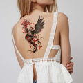 4pcs Plum Phoenix Totem Waterproof Temporary Tattoo Sticker Blossom Flying Bird Body Art Arm Back Sleeve Fake Tattoos Women Men. 