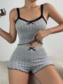 Summer Sling Pajamas Set for Women Sleepwear Homewear Female Sense Lace Crop Tops and Shorts Pijamas Loungewear.