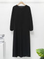 Middle Eastern Islamic Modest Dress Muslim Ramadan Maxi Dresses Full Sleeve Casual Black Dress Women Abayas. 