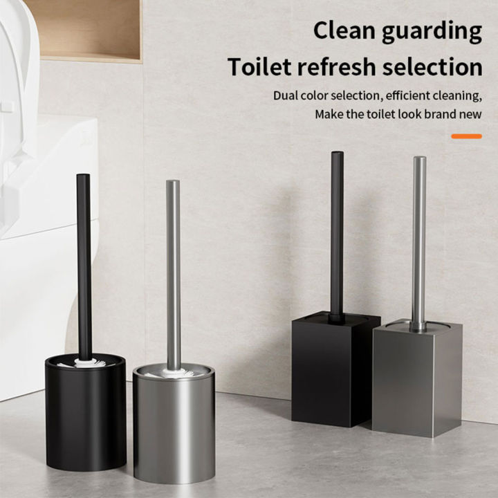 Luxury Toilet Brush Metal Shell Wall-Mounted Toilet Brush Holder No Dead Angle Home Cleaning Tools Bathroom Accessories