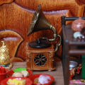 1Pc/1Set Dollhouse Miniature Retro Gramophone Mini Phonograph Record Simulation Gramophone Handicrafts Home Model Toys Decor.