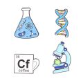 4pcs Science Enamel Pin Microscope Beaker Chemical Molecular DNA Biological Experimental Tool Metal Brooches Badges for Backpack. 