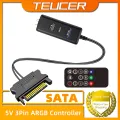 TEUCER LC-S50R ARGB Controller 5V 3PIN to SATA Interface Extension Cable Light Regulator with Remote Control For PC Case Fan. 