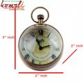 (H).  VTG Brass Eye of Time Per Mare Per Terram By Land Watch
  Brass Table clock Nautical shelf & desk clock. 